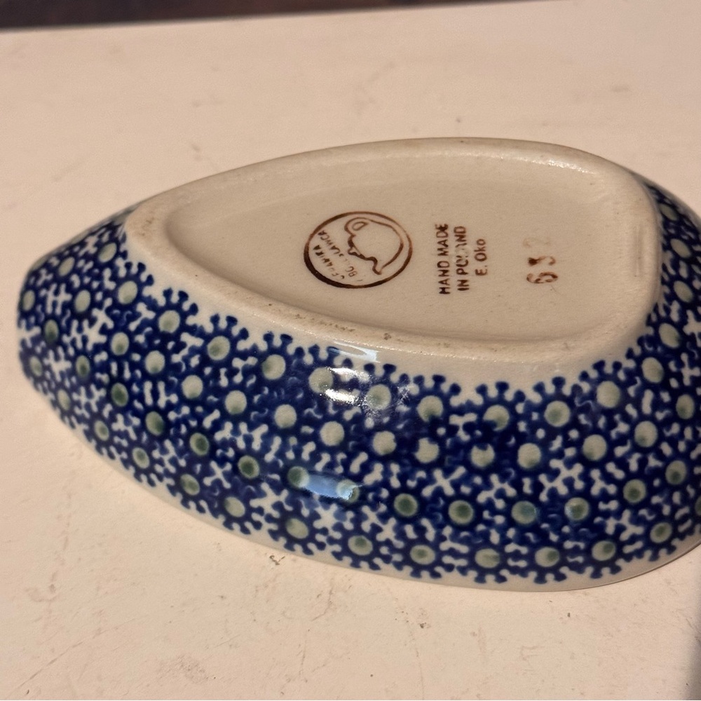 Polish Pottery Spoon Rest bluebells Flowers Handmade BOLESLAWIEC POLAND - Picture 6 of 6